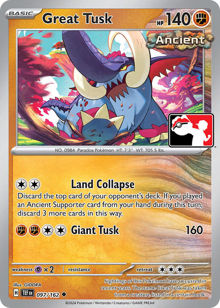 Great Tusk 097/162 card from Prize Pack Series Cards