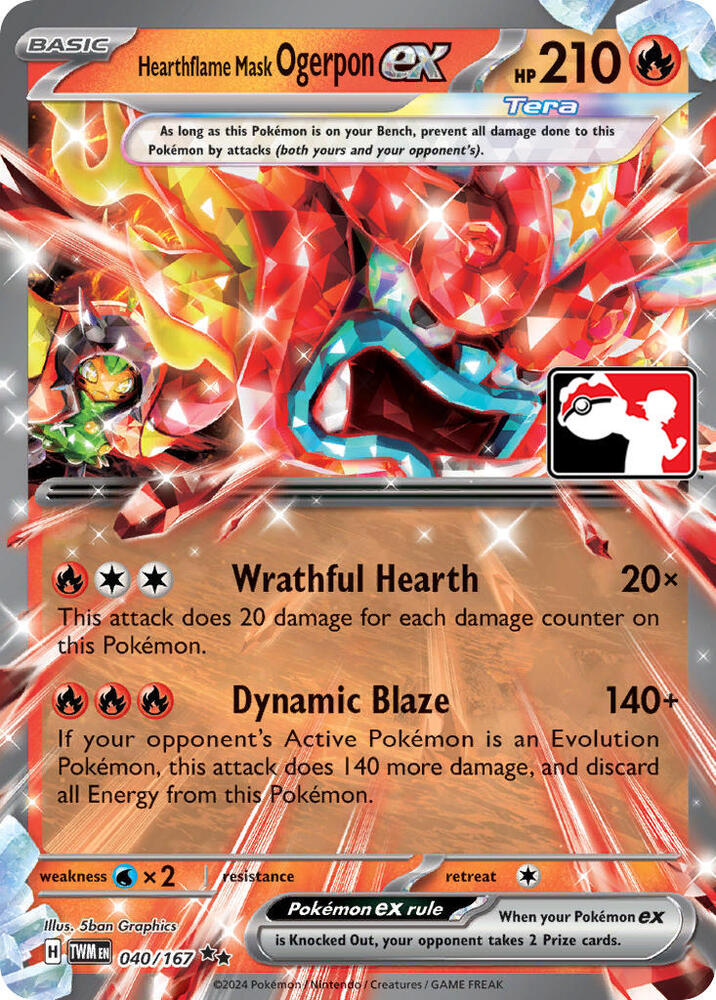 Hearthflame Mask Ogerpon ex 040/167 card from Prize Pack Series Cards