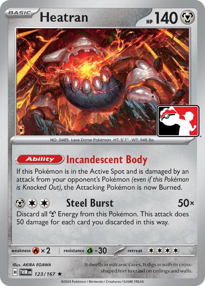 Heatran 123/167 card from Prize Pack Series Cards