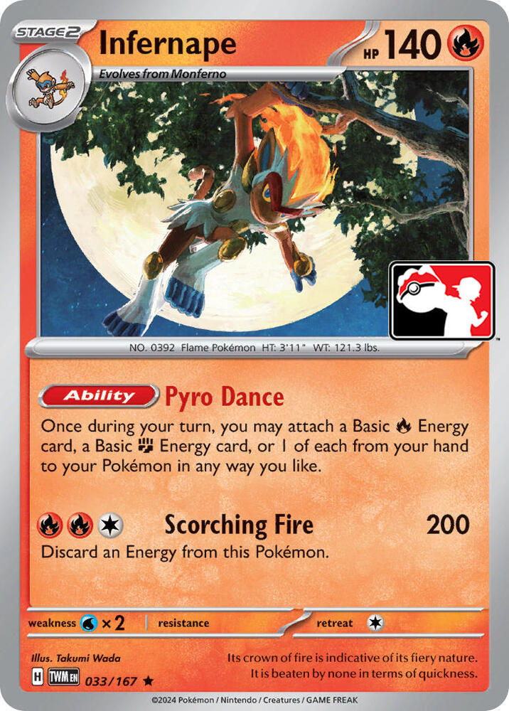 Infernape 033/167 card from Prize Pack Series Cards
