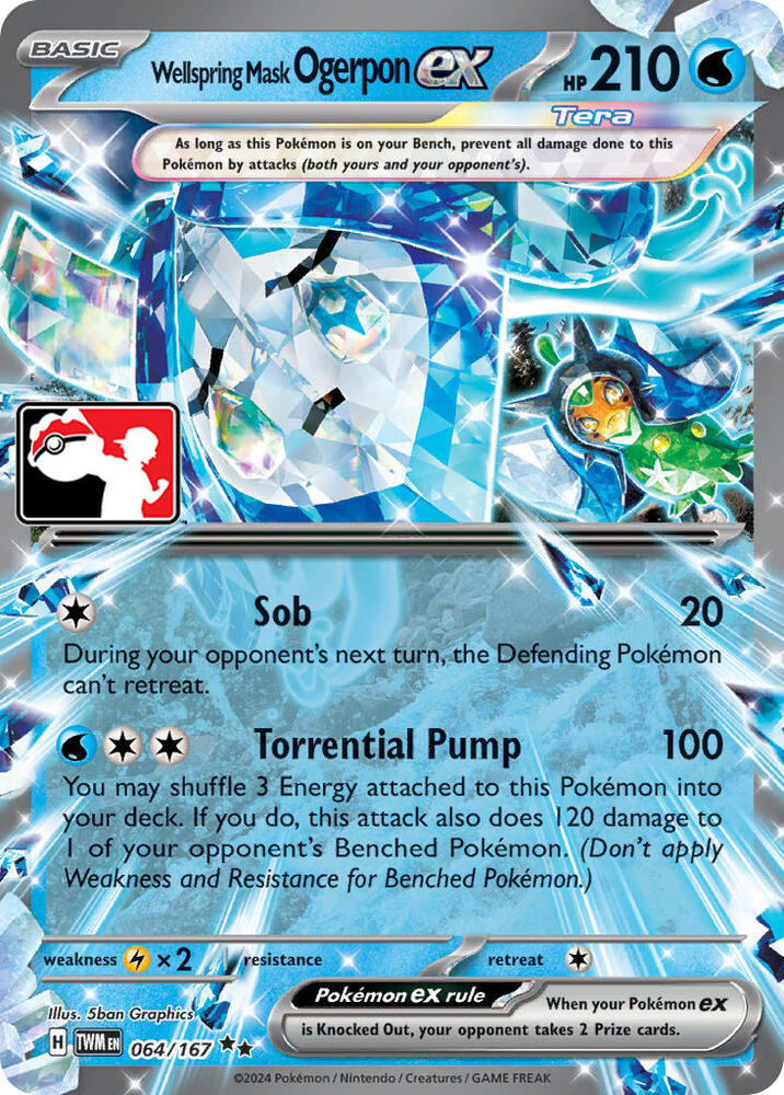Wellspring Mask Ogerpon ex 064/167 card from Prize Pack Series Cards