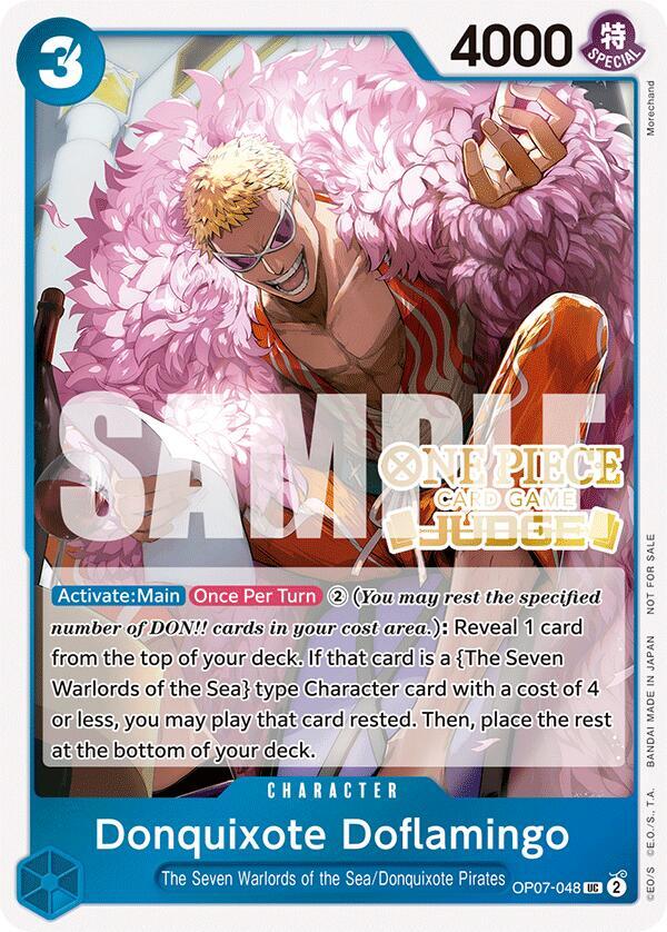 Donquixote Doflamingo (Judge Pack Vol. 5) OP07-048 card from One Piece Promotion Cards