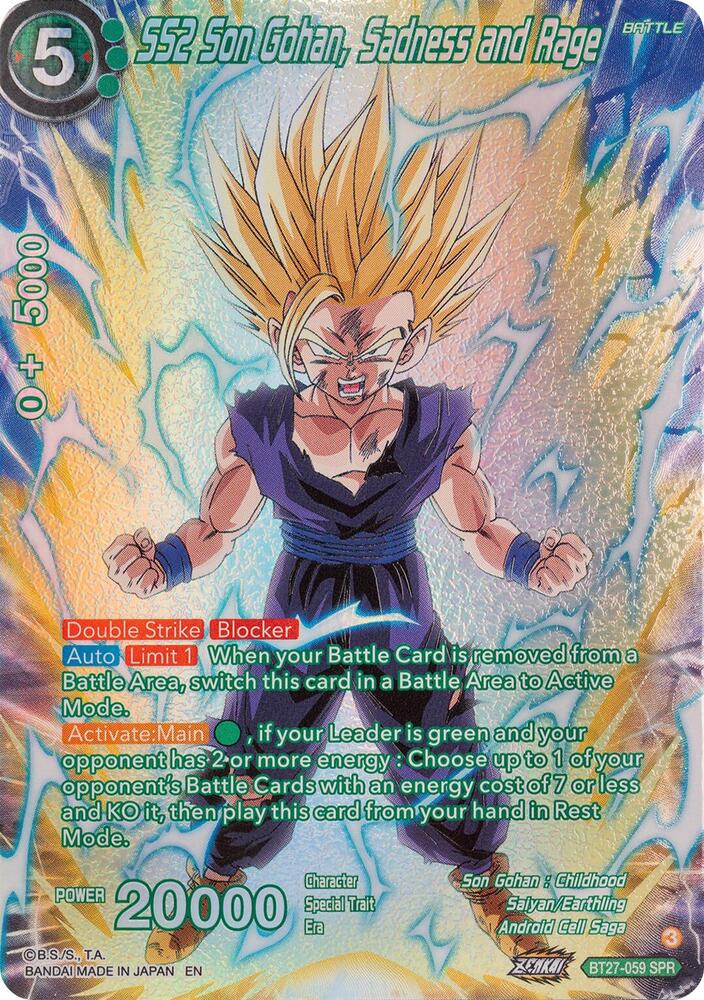 SS2 Son Gohan, Sadness and Rage (SPR) BT27-059 card from History of Z