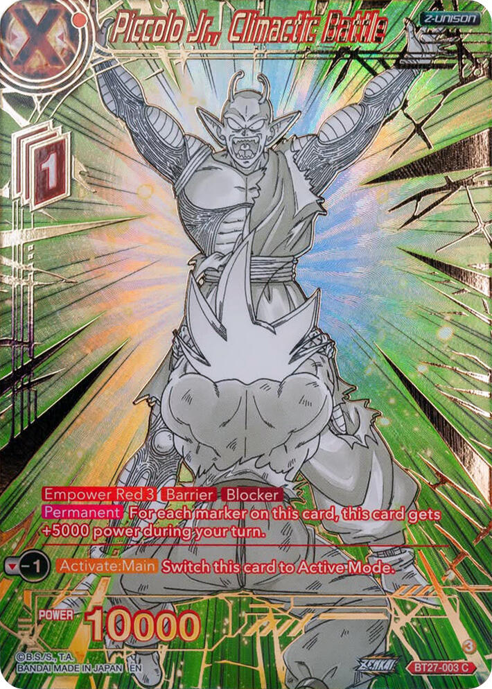 Piccolo Jr., Climactic Battle (Gold-Stamped) BT27-003 card from History of Z