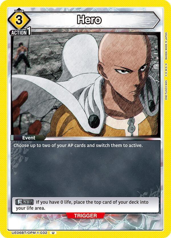 Hero UE06BT/OPM-1-032 card from UE06BT: One Punch Man