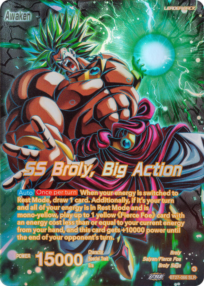 Broly // SS Broly, Big Action (SLR) BT27-066 card from History of Z