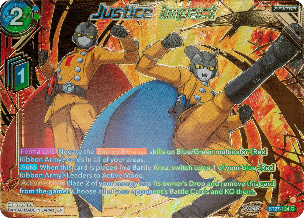 Justice Impact (Gold-Stamped) BT27-124 card from History of Z