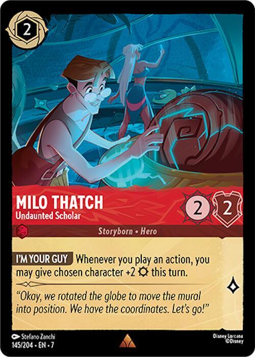 Milo Thatch - Undaunted Scholar 145/204 card from Archazia's Island