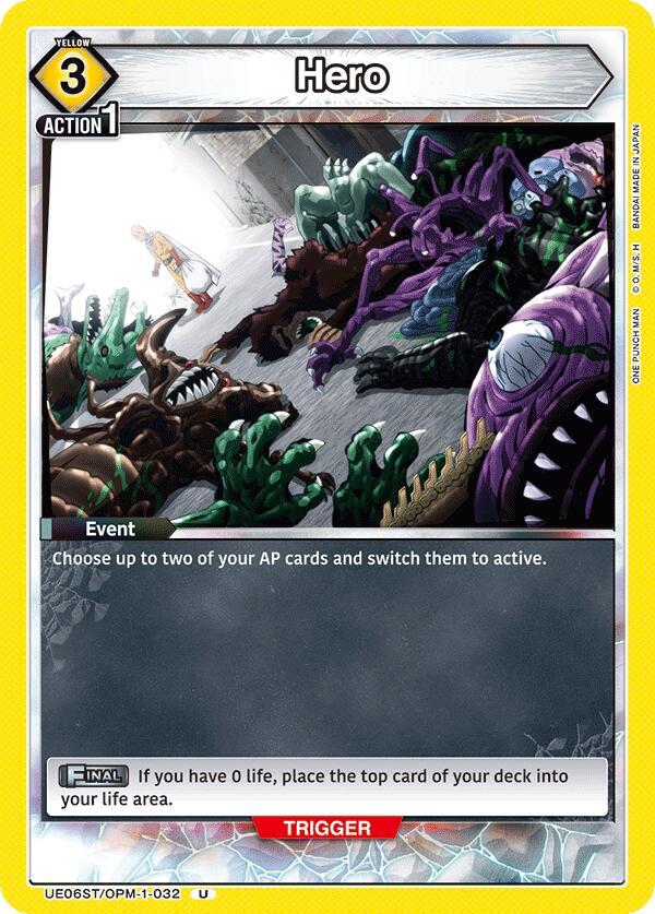 Hero UE06ST/OPM-1-032 card from UE06ST: One Punch Man Starter Deck