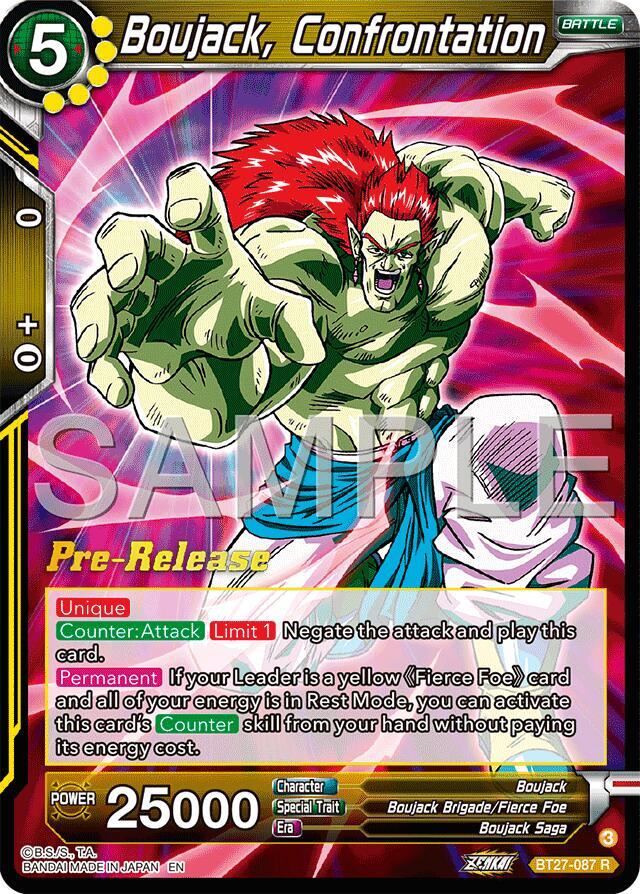 Boujack, Confrontation BT27-087 card from History of Z Pre-Release Cards