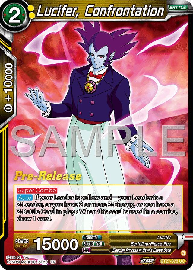 Lucifer, Confrentation BT27-072 card from History of Z Pre-Release Cards