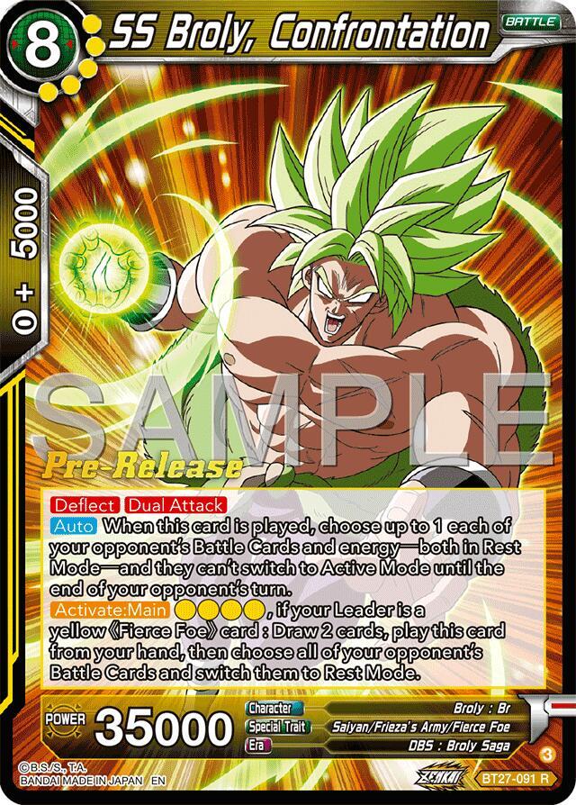 SS Broly, Confrontation BT27-091 card from History of Z Pre-Release Cards