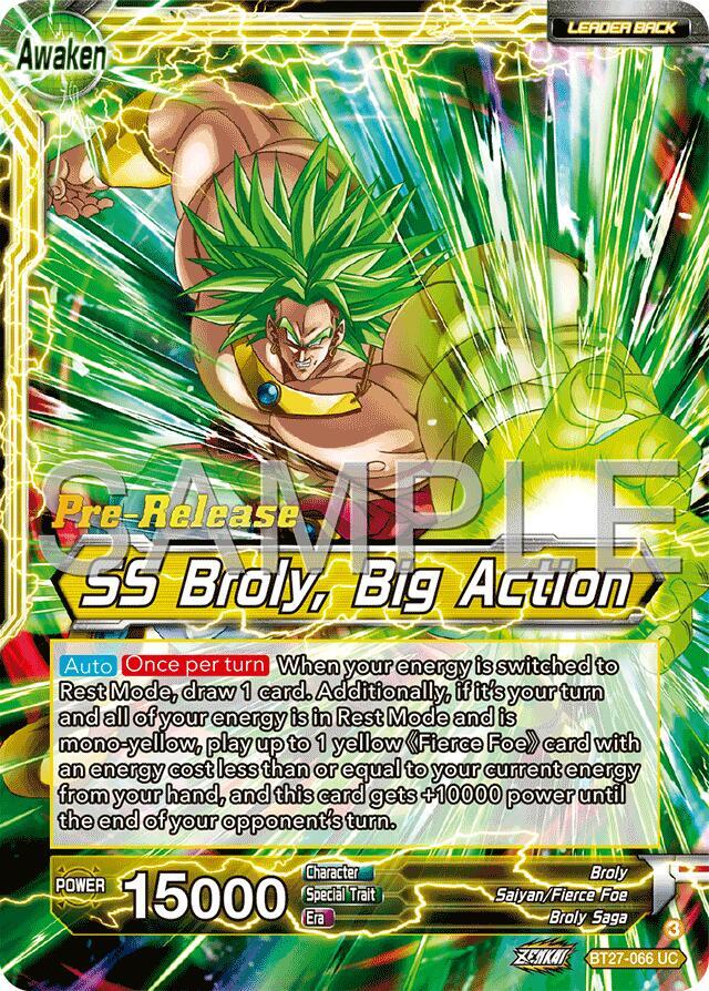 Broly // SS Broly, Big Action BT27-066 card from History of Z Pre-Release Cards