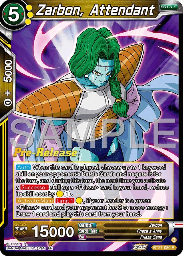 Zarbon, Attendant BT27-080 card from History of Z Pre-Release Cards