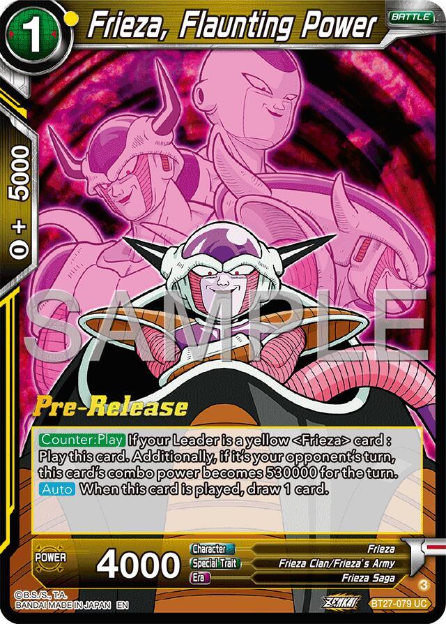 Frieza, Flaunting Power BT27-079 card from History of Z Pre-Release Cards