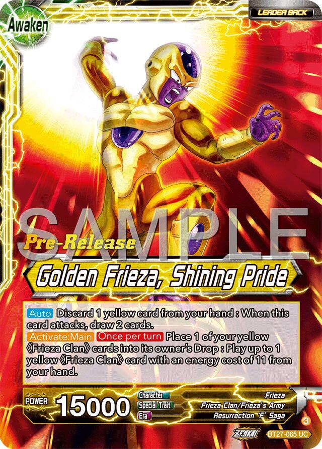 Frieza // Golden Frieza, Shining Pride BT27-065 card from History of Z Pre-Release Cards