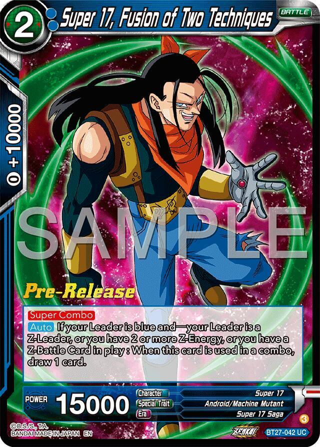 Super 17, Fusion of Two Techniques BT27-042 card from History of Z Pre-Release Cards