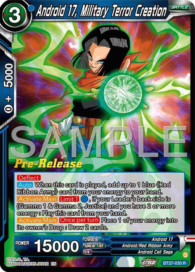 Android 17, Military Terror Creation BT27-030 card from History of Z Pre-Release Cards