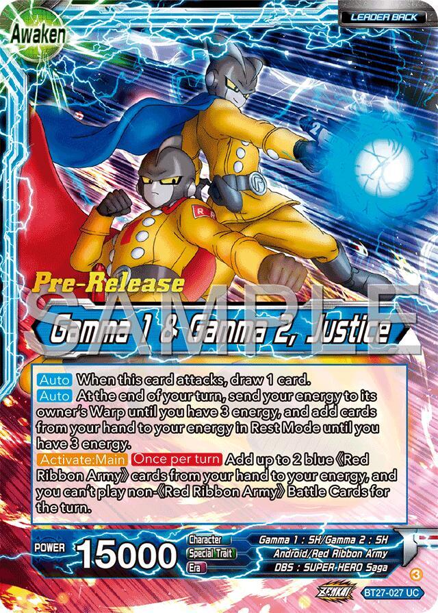 Gamma 2 // Gamma 1 & Gamma 2, Justice BT27-027 card from History of Z Pre-Release Cards