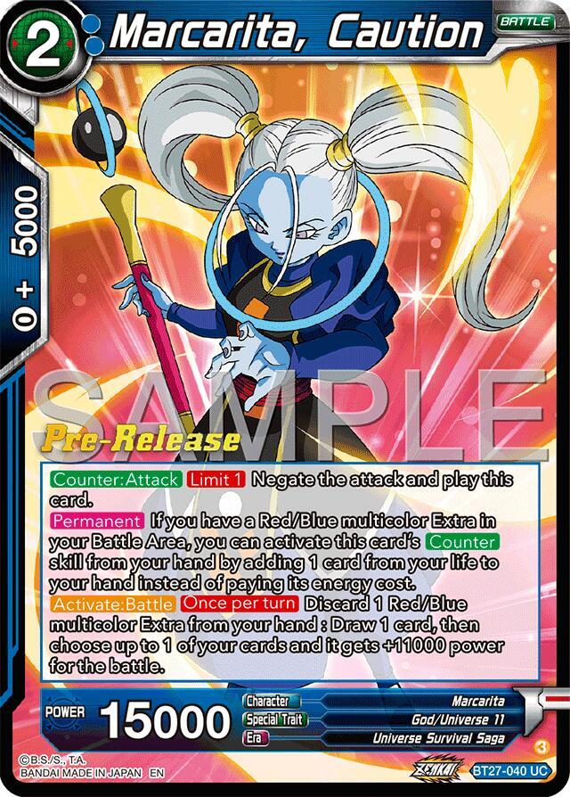Marcarita, Caution BT27-040 card from History of Z Pre-Release Cards