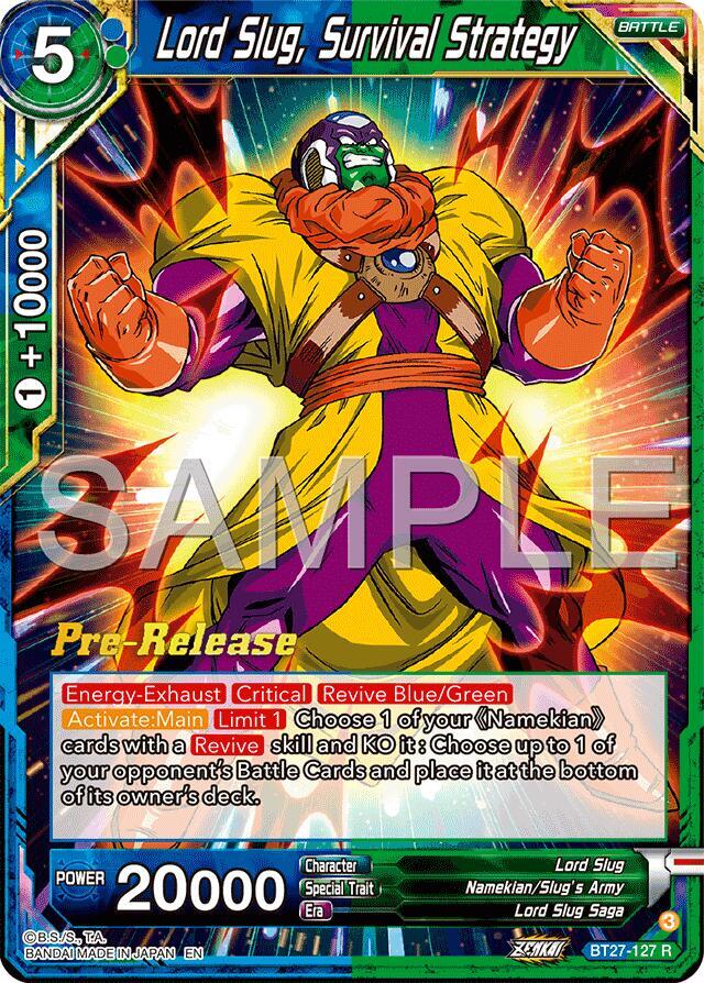 Lord Slug, Survival Strategy BT27-127 card from History of Z Pre-Release Cards