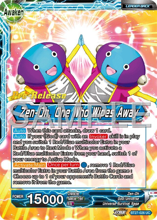 Zen-Oh // Zen-Oh, One Who Wipes Away BT27-026 card from History of Z Pre-Release Cards