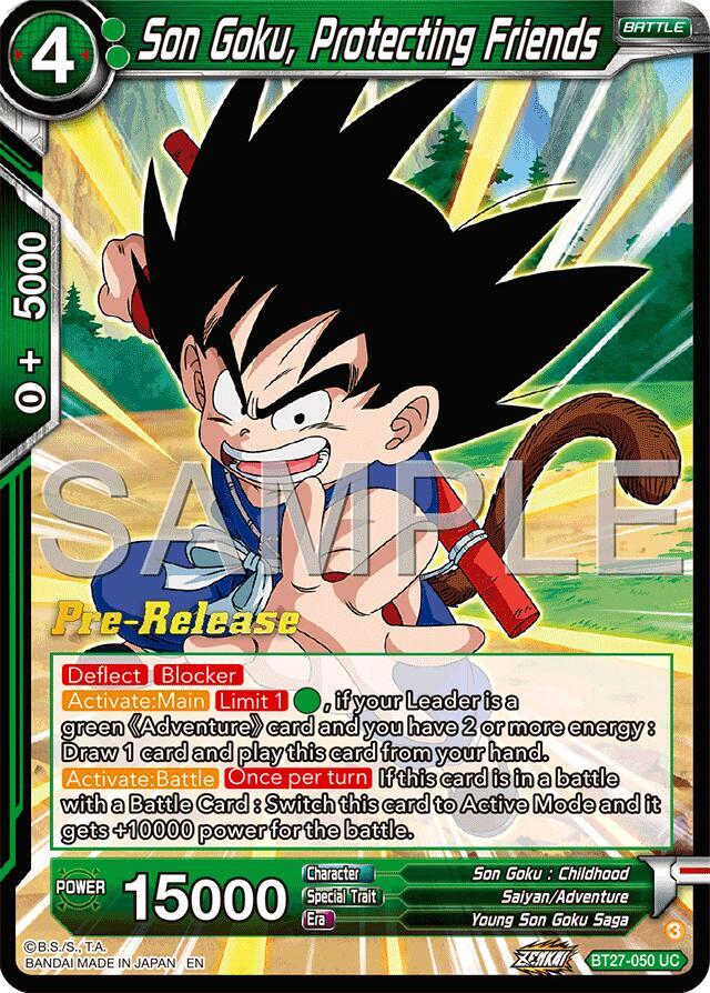 Son Goku, Protecting Friends BT27-050 card from History of Z Pre-Release Cards