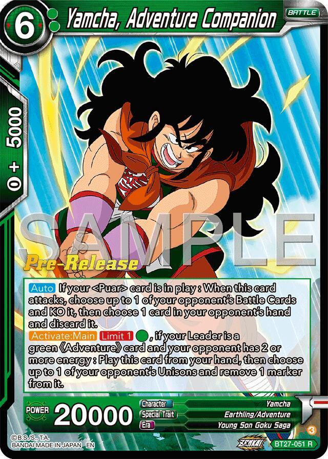 Yamcha, Adventure Companion BT27-051 card from History of Z Pre-Release Cards