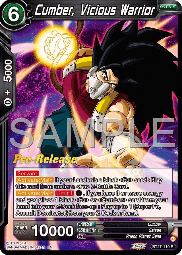 Cumber, Vicious Warrior BT27-110 card from History of Z Pre-Release Cards