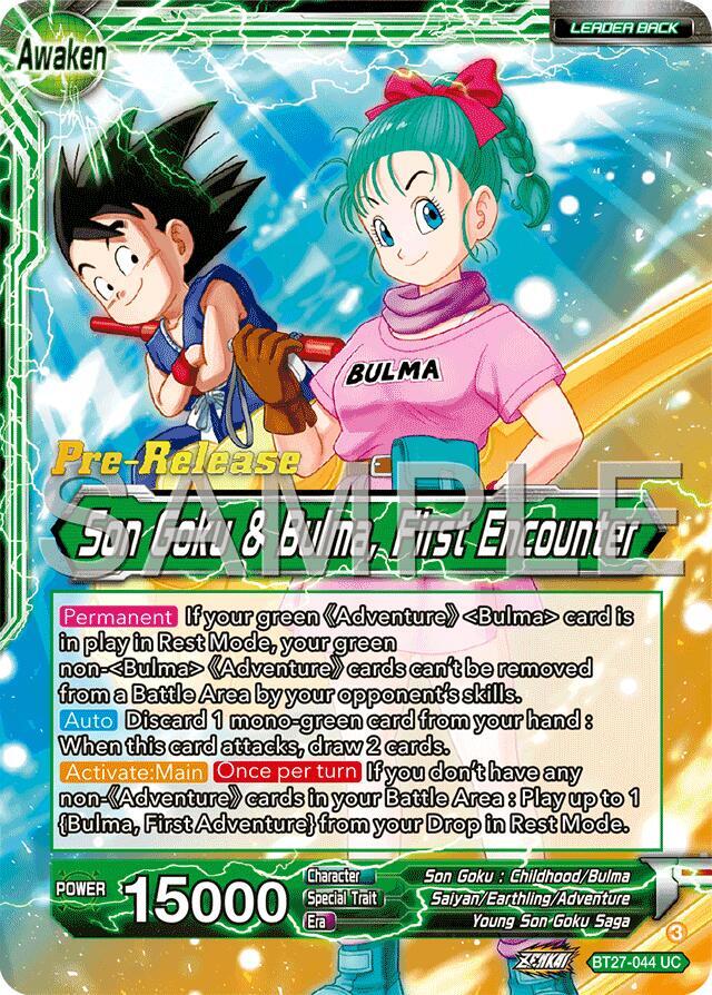 Son Goku // Son Goku & Bulma, First Encounter BT27-044 card from History of Z Pre-Release Cards