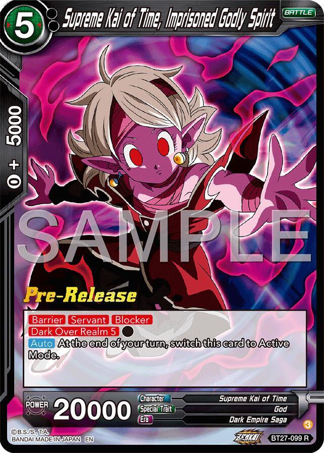 Supreme Kai of Time, Imprisoned Godly Spirit BT27-099 card from History of Z Pre-Release Cards