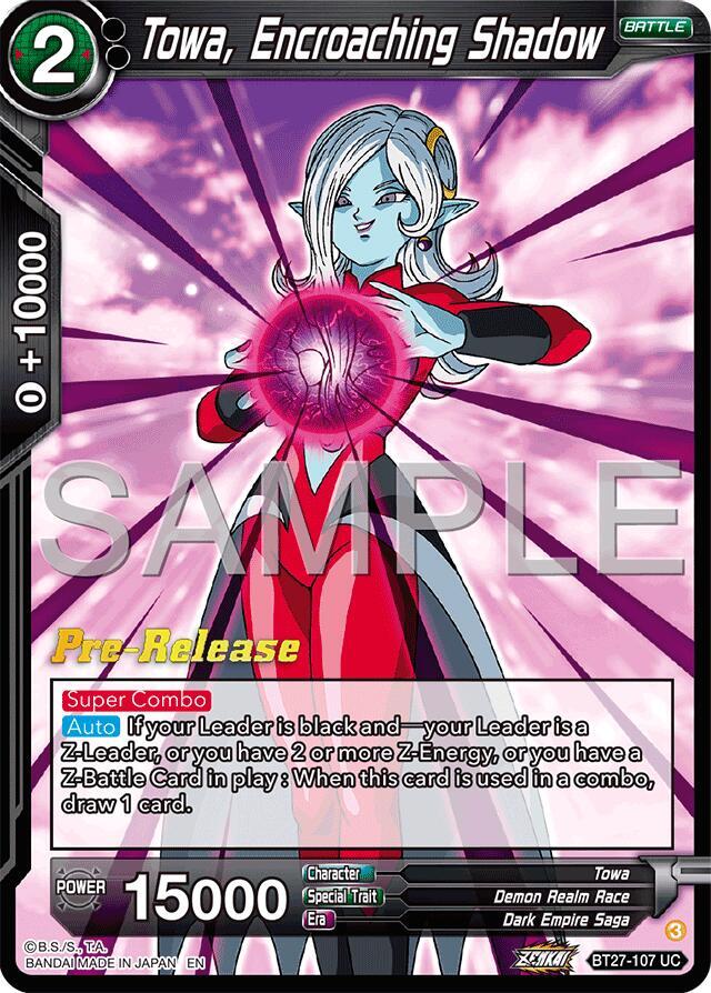 Towa, Encroaching Shadow BT27-107 card from History of Z Pre-Release Cards