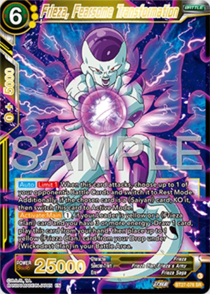 Frieza, Fearsome Transformation BT27-076 card from History of Z