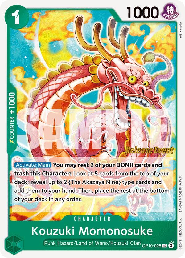 Kouzuki Momonosuke OP10-028 card from Royal Blood Release Event Cards