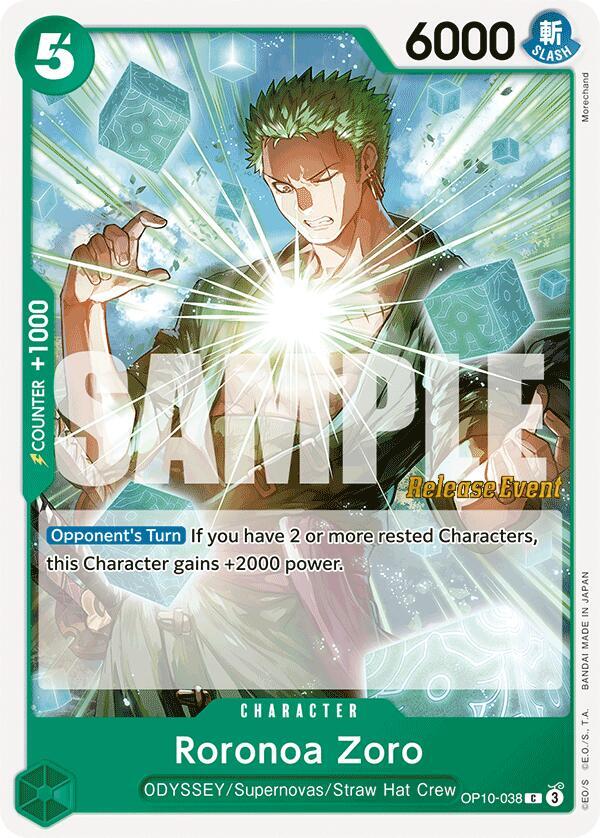 Roronoa Zoro OP10-038 card from Royal Blood Release Event Cards