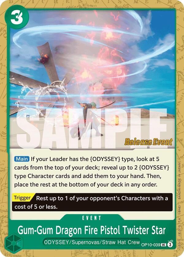 Gum-Gum Dragon Fire Pistol Twister Star OP10-039 card from Royal Blood Release Event Cards
