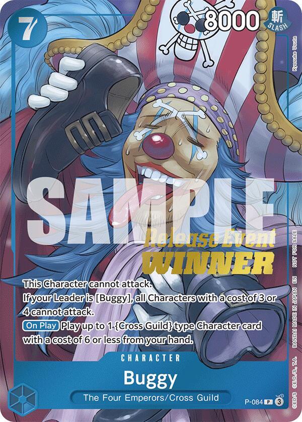 Buggy (OP10 Release Event Winner) P-084 card from One Piece Promotion Cards