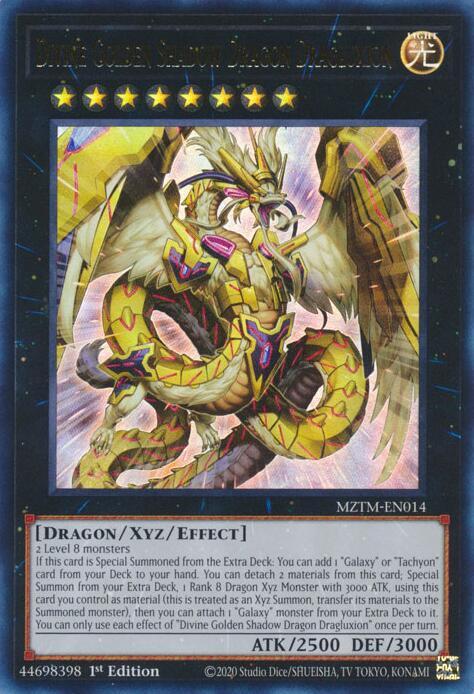 Divine Golden Shadow Dragon Dragluxion MZTM-EN014 card from Maze of the Master