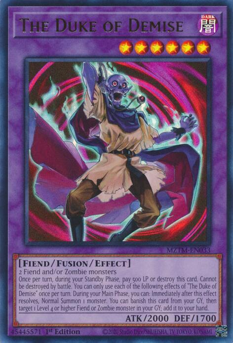The Duke of Demise MZTM-EN033 card from Maze of the Master
