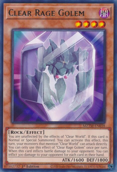 Clear Rage Golem MZTM-EN038 card from Maze of the Master