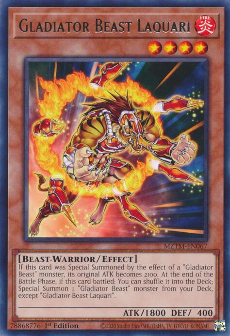 Gladiator Beast Laquari MZTM-EN067 card from Maze of the Master