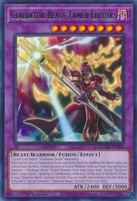 Gladiator Beast Tamer Editor MZTM-EN086 card from Maze of the Master