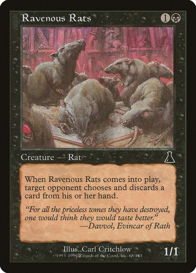 Ravenous Rats 68 card from Urza's Destiny