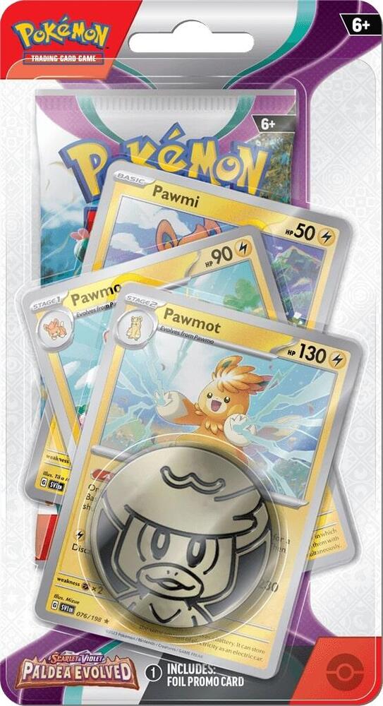 Paldea Evolved Premium Checklane Blister [Pawmot] card from SV02: Paldea Evolved