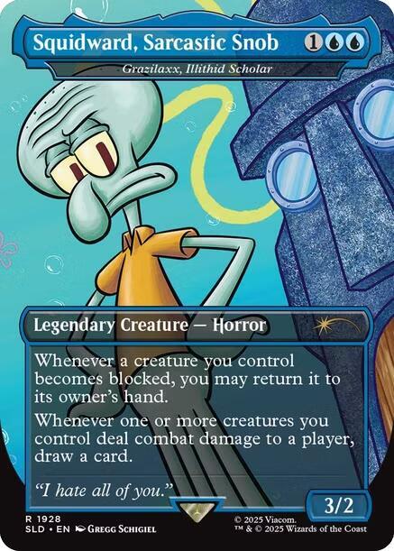 Squidward, Sarcastic Snob - Grazilaxx, Illithid Scholar 1928 card from Secret Lair Drop Series