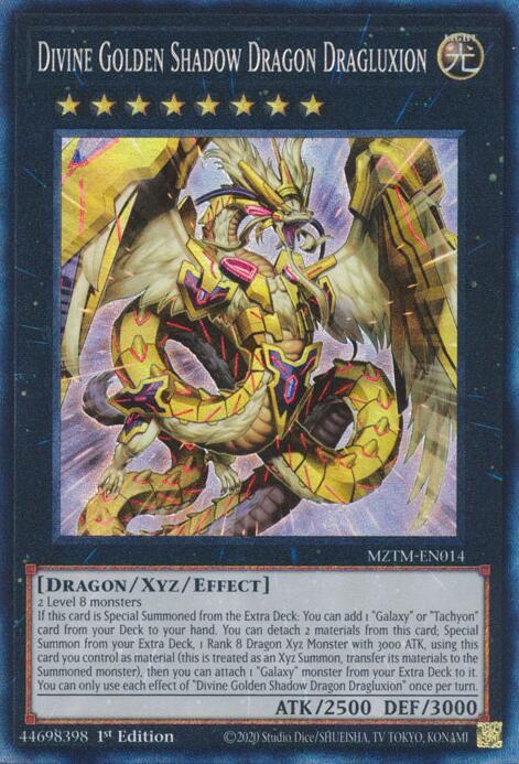 Divine Golden Shadow Dragon Dragluxion (CR) MZTM-EN014 card from Maze of the Master
