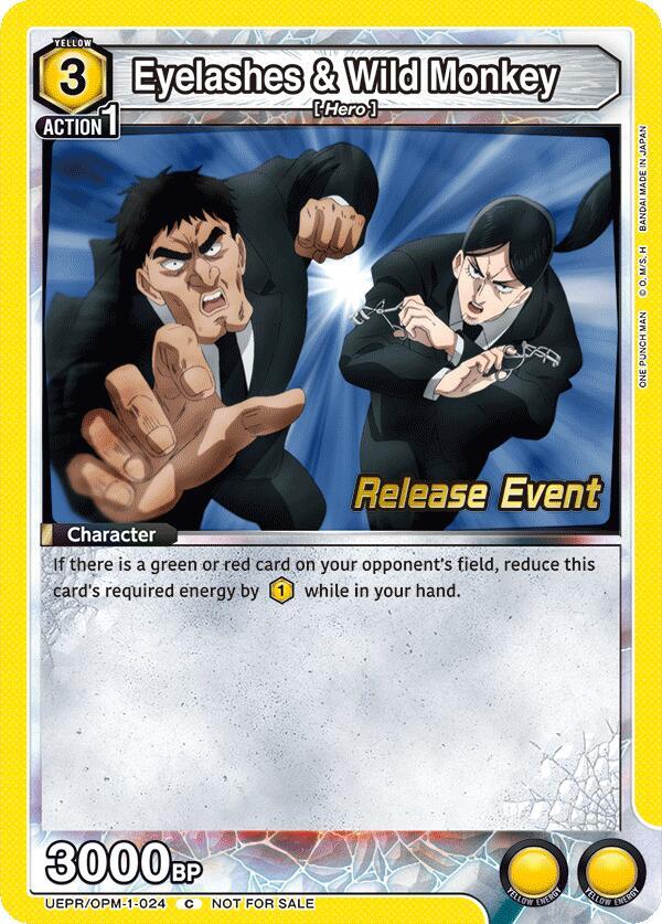 Eyelashes & Wild Monkey UEPR/OPM-1-024 card from UE06BT: One Punch Man Release Event Cards