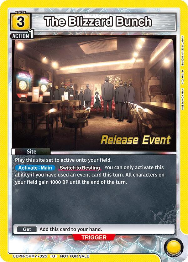 The Blizzard Bunch UEPR/OPM-1-025 card from UE06BT: One Punch Man Release Event Cards
