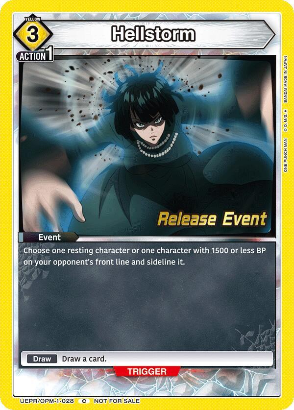 Hellstorm UEPR/OPM-1-028 card from UE06BT: One Punch Man Release Event Cards