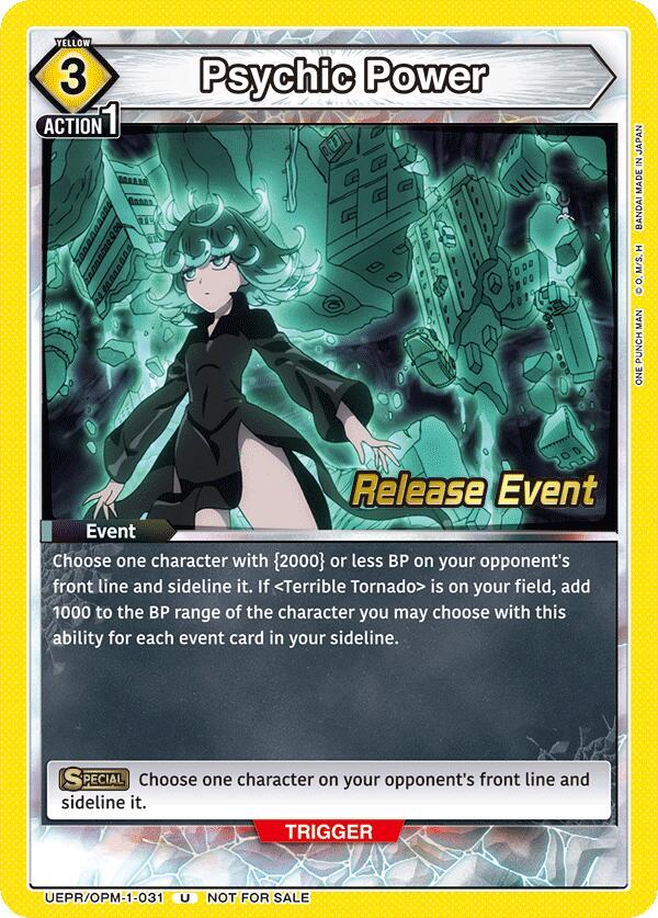 Psychic Power UEPR/OPM-1-031 card from UE06BT: One Punch Man Release Event Cards